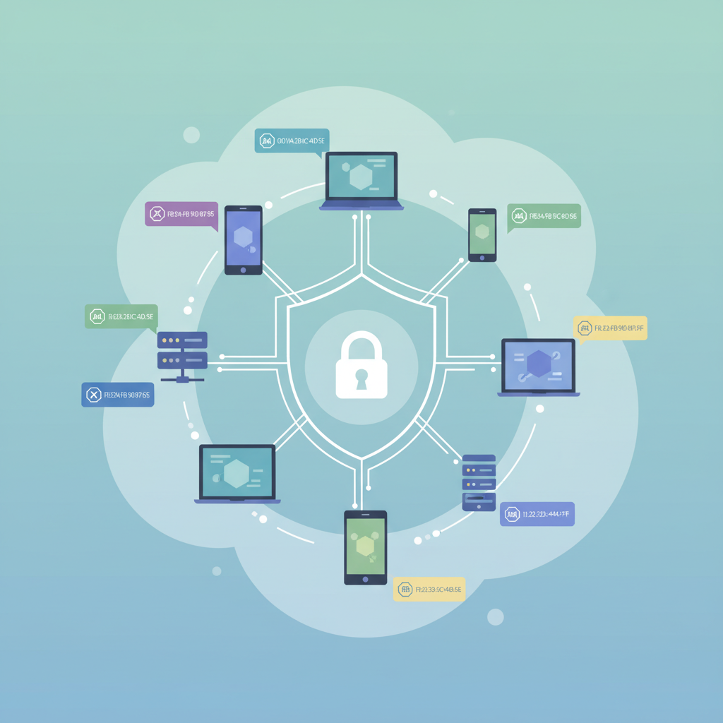 多设备网络中显示唯一MAC地址的抽象图