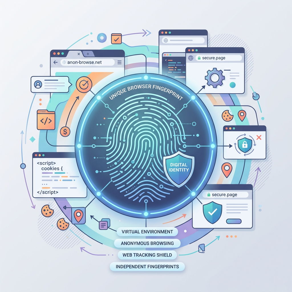 指纹和浏览器元素的抽象图